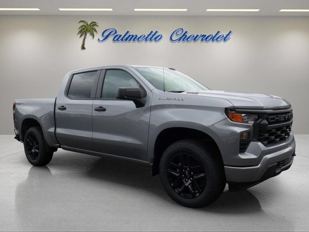 2026 Chevrolet Silverado 1500 Custom in Sterling Gray Metallic — front three-quarter view
