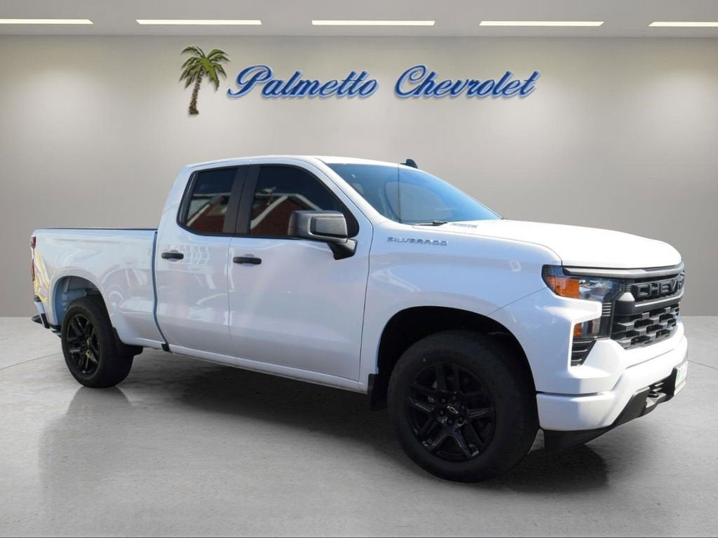 2026 Chevrolet Silverado 1500 Custom in Summit White — front three-quarter view
