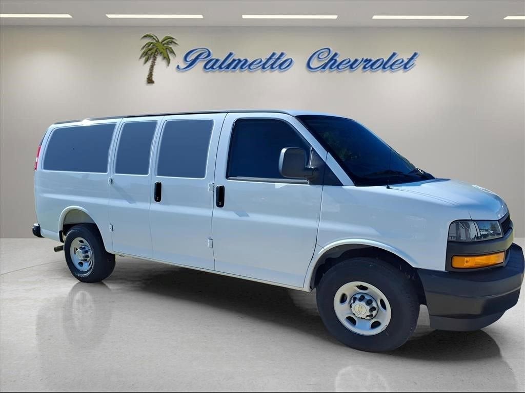 2025 Chevrolet Express Cargo WT in Summit White — front three-quarter view