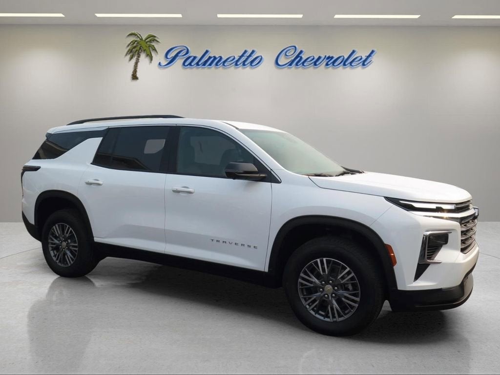 2026 Chevrolet Traverse LT in Summit White — front three-quarter view