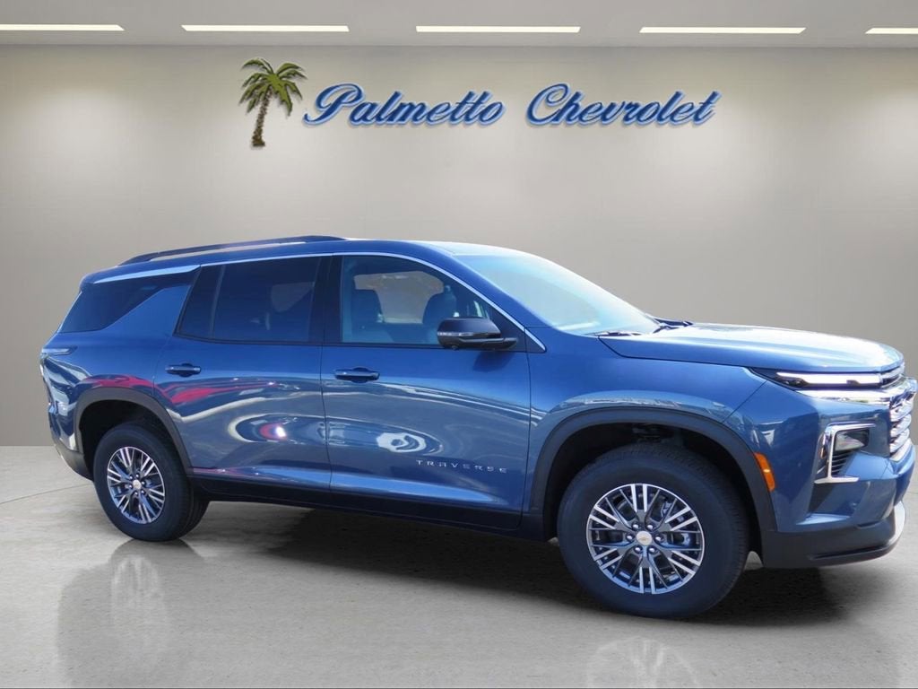 2026 Chevrolet Traverse LT in Lakeshore Blue Metallic — front three-quarter view