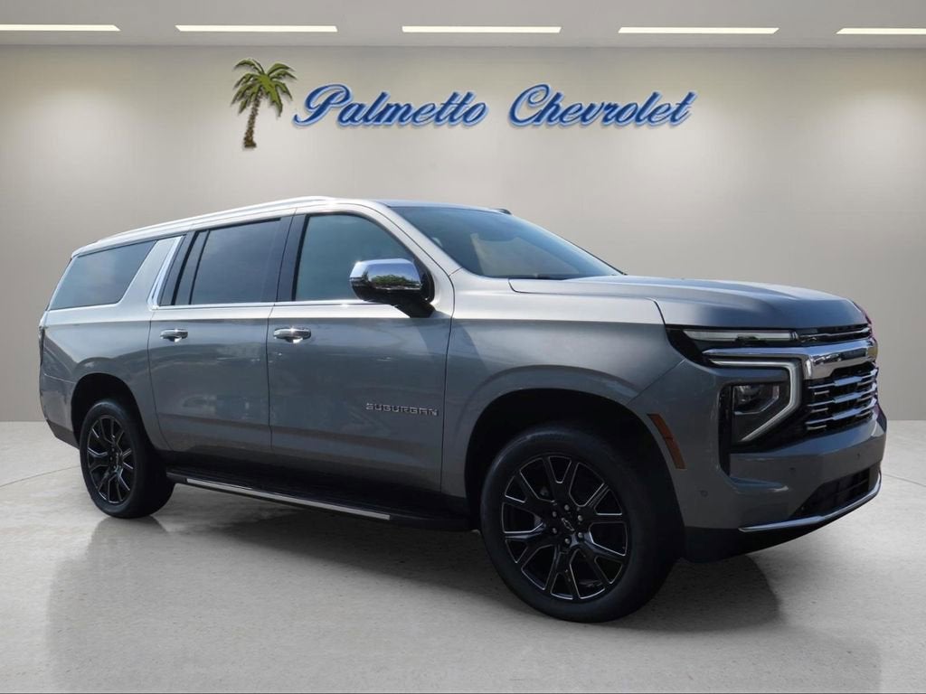 2026 Chevrolet Suburban Premier in Sterling Gray Metallic — front three-quarter view
