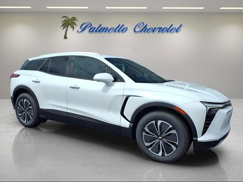 2025 Chevrolet Blazer EV LT in Summit White — front three-quarter view